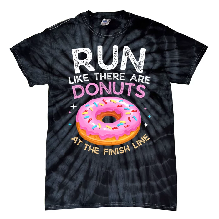 Funny Donut Finish Line Marathon Gift Tie-Dye T-Shirt