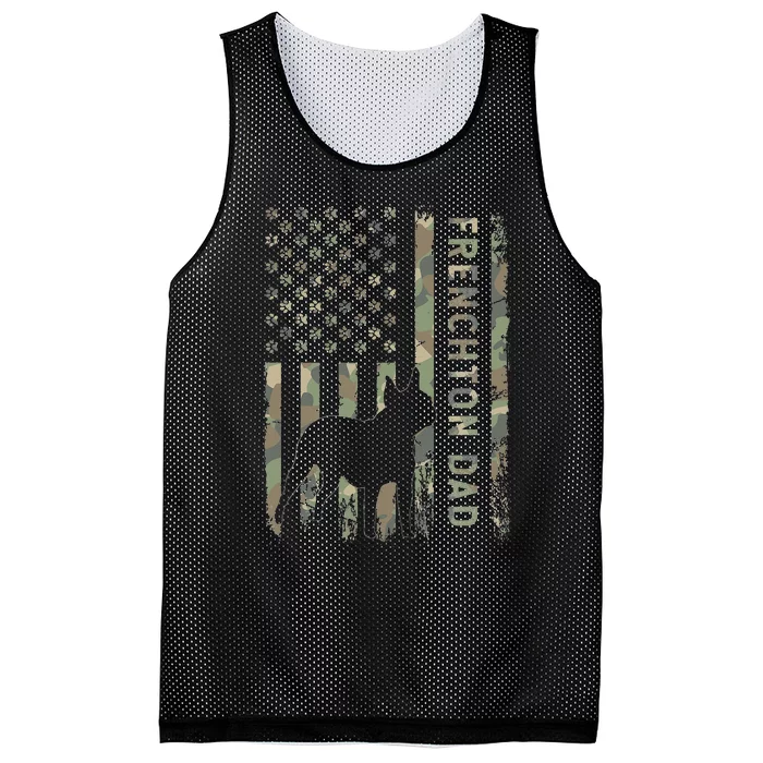 Frenchton Dad French Bulldog Boston Terrier Camo USA Flag Mesh Reversible Basketball Jersey Tank