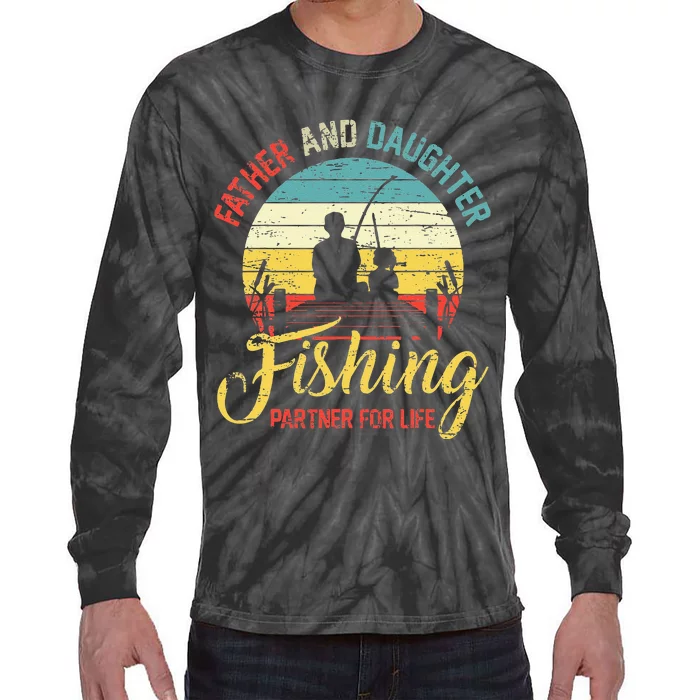 Father Daughter Fishing Partner For Life Retro Matching Dad Tie-Dye Long Sleeve Shirt