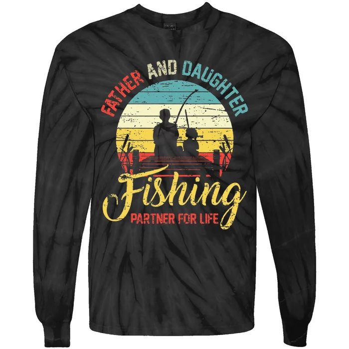 Father Daughter Fishing Partner For Life Retro Matching Dad Tie-Dye Long Sleeve Shirt