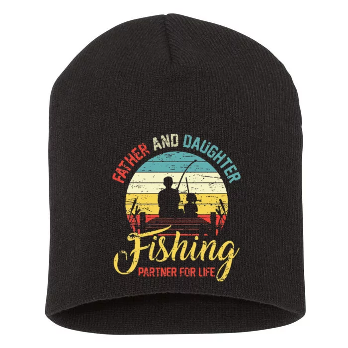 Father Daughter Fishing Partner For Life Retro Matching Dad Short Acrylic Beanie