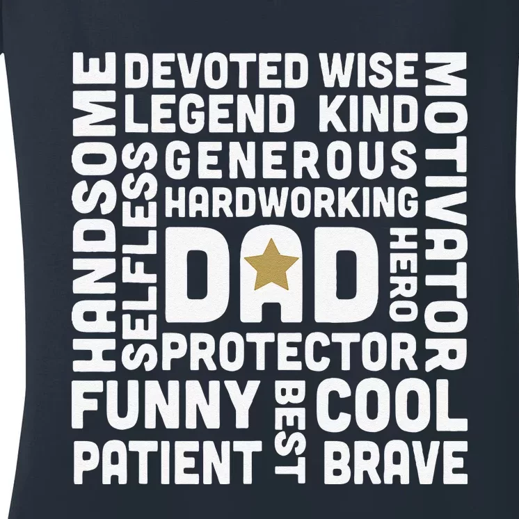 Fathers Day For Dads Worlds Greatest Dad Proud Father Women's V-Neck T-Shirt