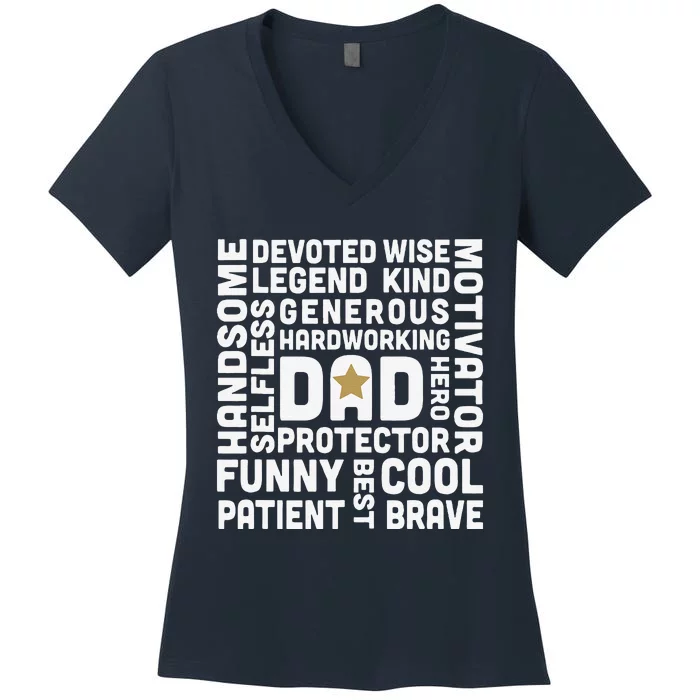 Fathers Day For Dads Worlds Greatest Dad Proud Father Women's V-Neck T-Shirt