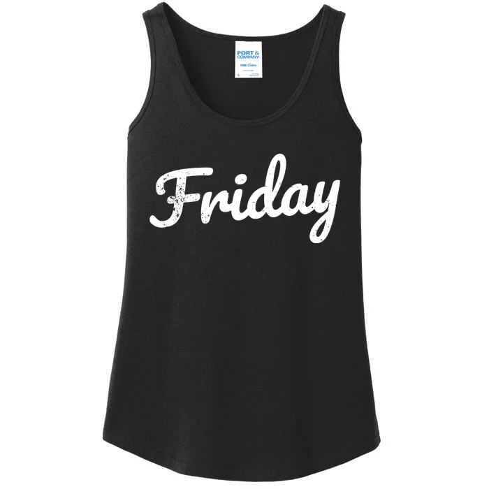 Friday Distressed Fun Days Of The Week Weekend Ladies Essential Tank