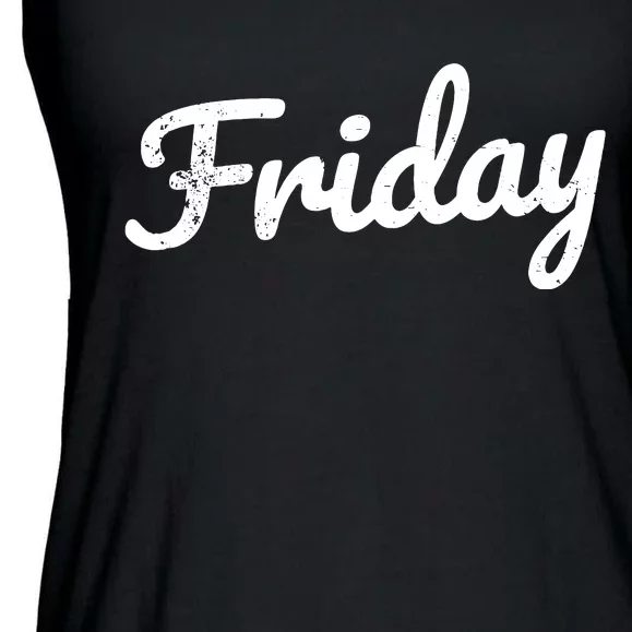 Friday Distressed Fun Days Of The Week Weekend Ladies Essential Flowy Tank