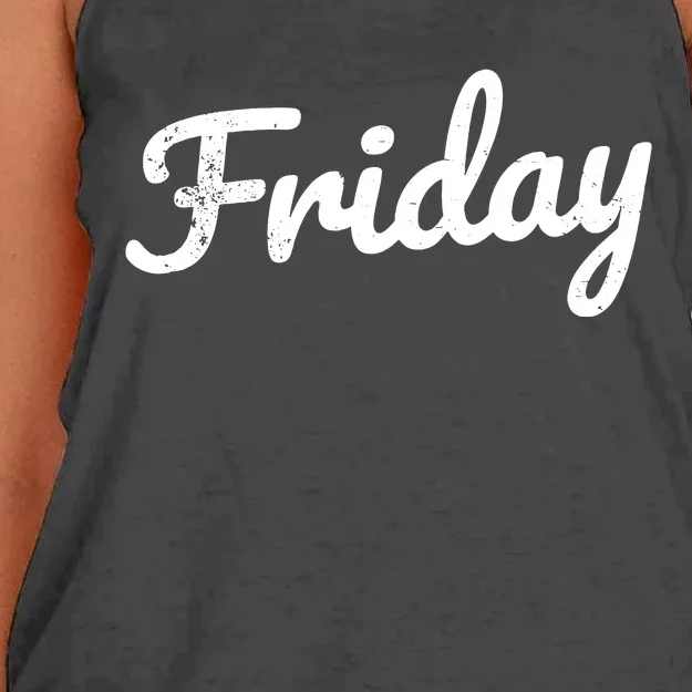 Friday Distressed Fun Days Of The Week Weekend Women's Knotted Racerback Tank