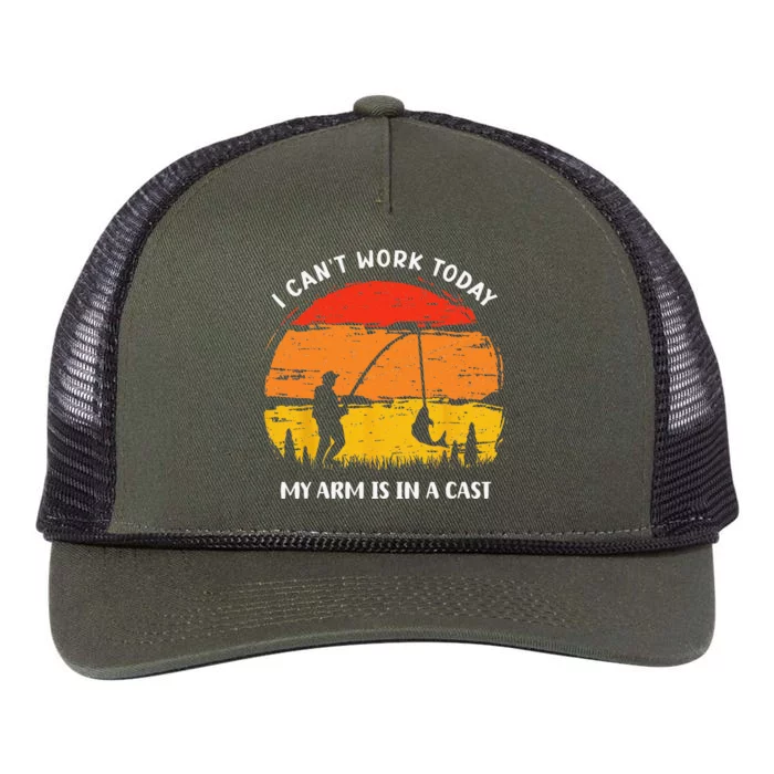 Fathers Day Fishing Lures Cant Work Today My Arm Is In A Retro Rope Trucker Hat Cap