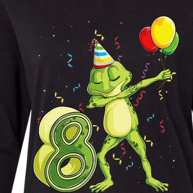 Funny Dab Frog 8th Birthday Eight 8 Years Old Bday Womens Cotton Relaxed Long Sleeve T-Shirt