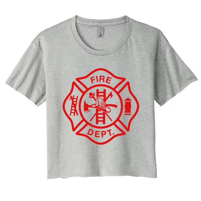 Fire Departt Fire Firefighter Emblem Halloween Costume Gift Women's Crop Top Tee