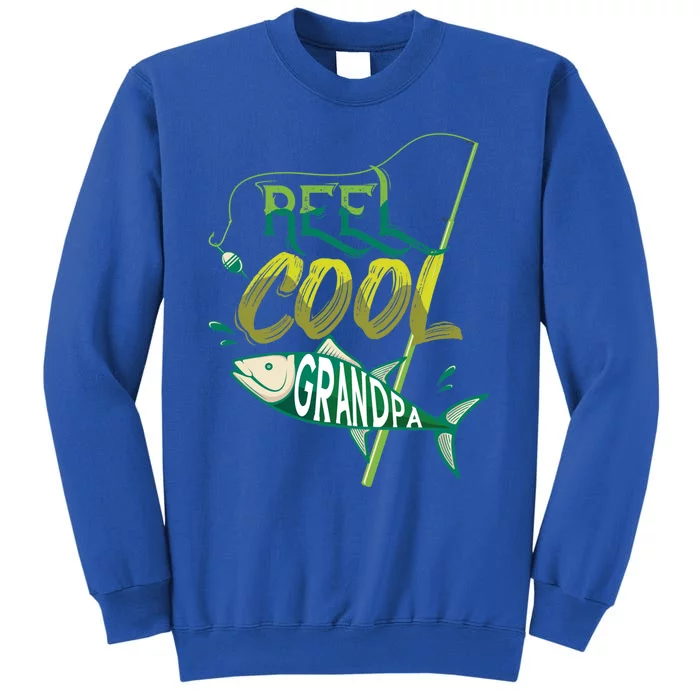 Fathers Day Fishing Lover Dad Gift Reel Cool Grandpa Gift Tall Sweatshirt