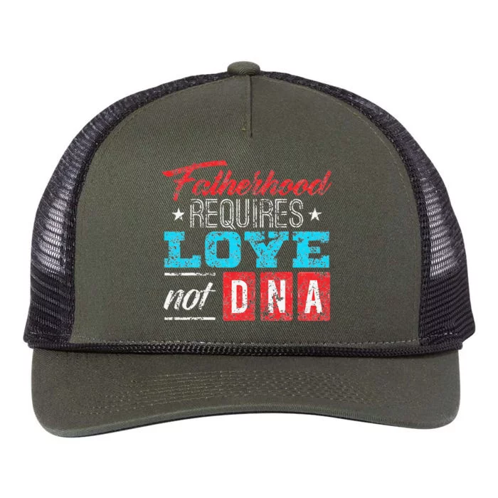 Father's Day For Stepdad Stepfather Love Not DNA Gift Retro Rope Trucker Hat Cap