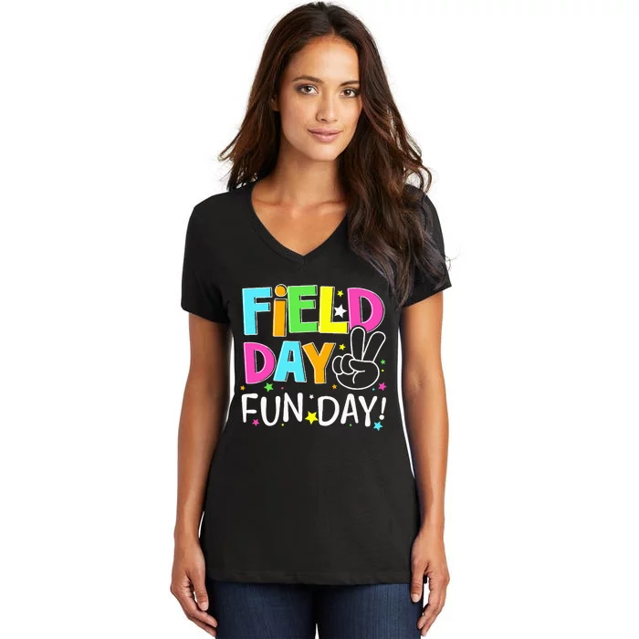 Field Day Fun Day Last Day Of School Teacher Student Women's V-Neck T-Shirt