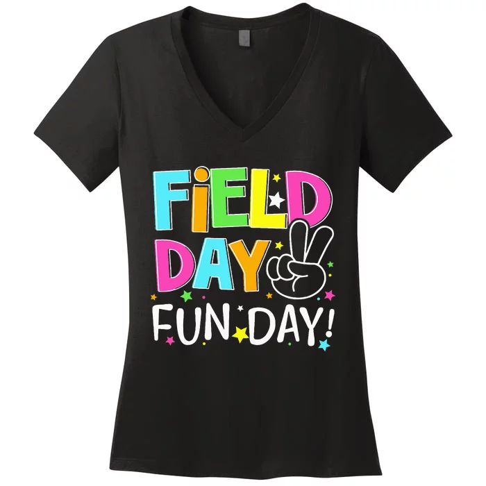 Field Day Fun Day Last Day Of School Teacher Student Women's V-Neck T-Shirt