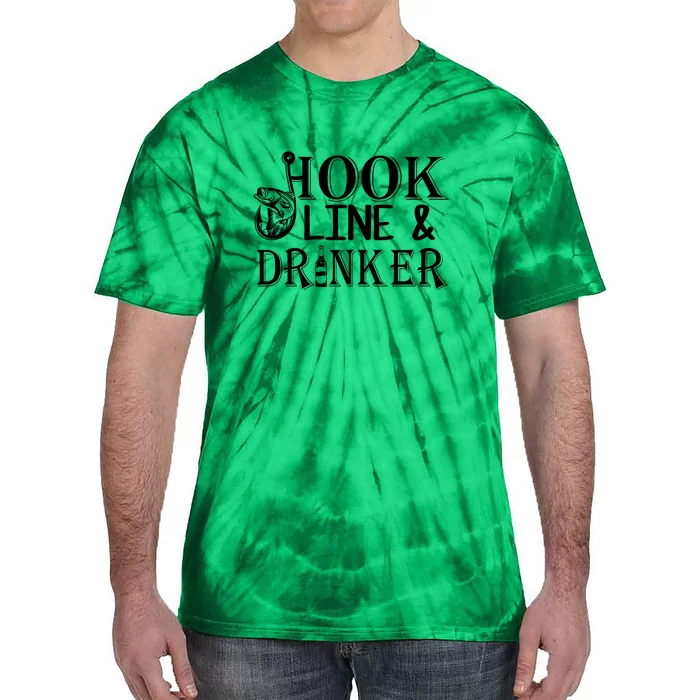 Father's Day Fishing Hook Line And Drinker Gift Fishing Dad Tie-Dye T-Shirt