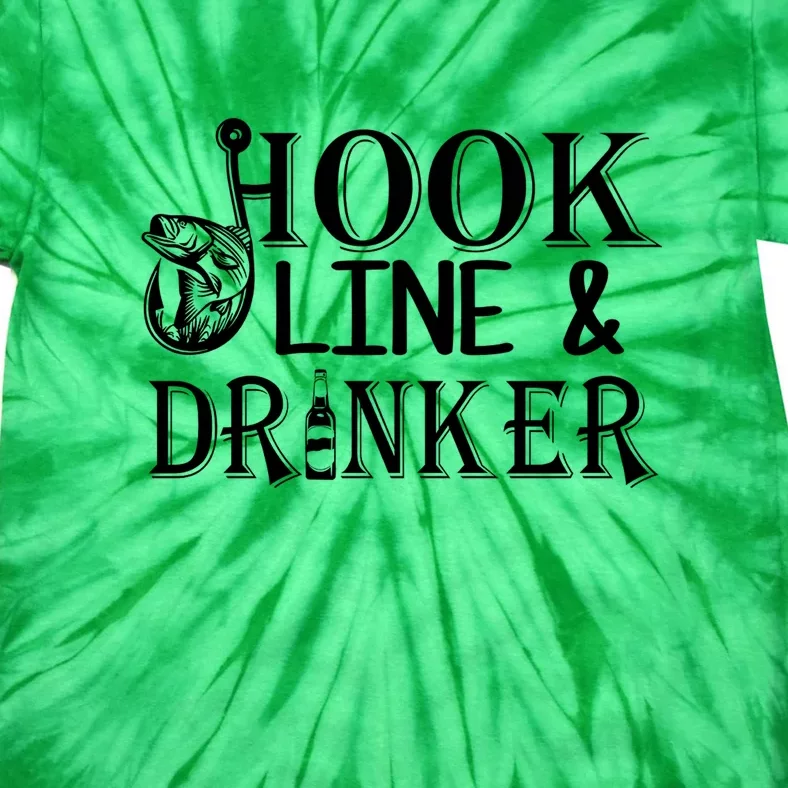 Father's Day Fishing Hook Line And Drinker Gift Fishing Dad Tie-Dye T-Shirt