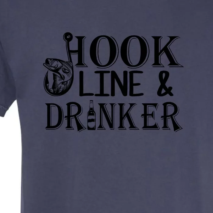 Father's Day Fishing Hook Line And Drinker Gift Fishing Dad Garment-Dyed Heavyweight T-Shirt