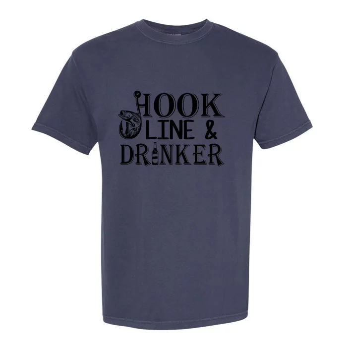 Father's Day Fishing Hook Line And Drinker Gift Fishing Dad Garment-Dyed Heavyweight T-Shirt