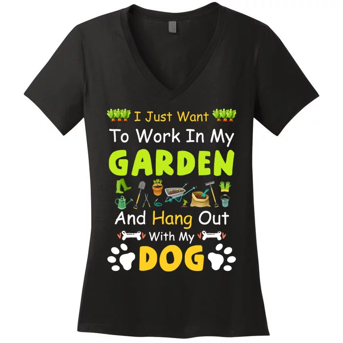 Funny dog For Gardener Garden Gardening dog Lovers Garden Women's V-Neck T-Shirt