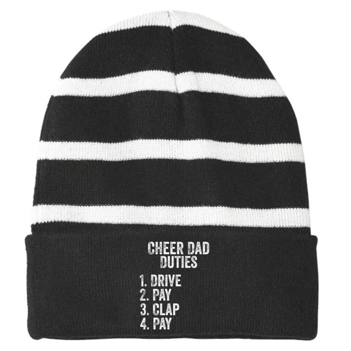 Fathers Day Funny Cheer Dad Duties Drive Pay Clap Striped Beanie with Solid Band