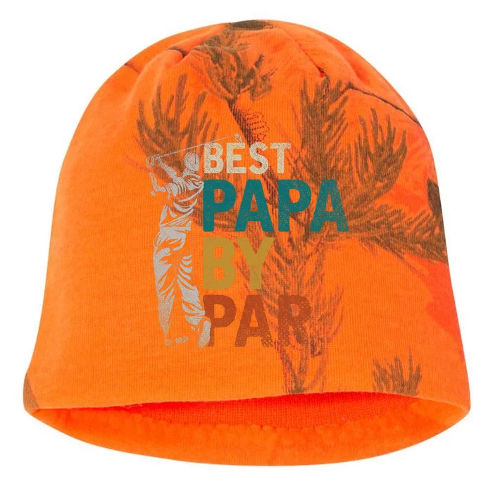 Fathers Day Golfer Dad Golfing Best Papa By Par Funny Golf Kati - Camo Knit Beanie