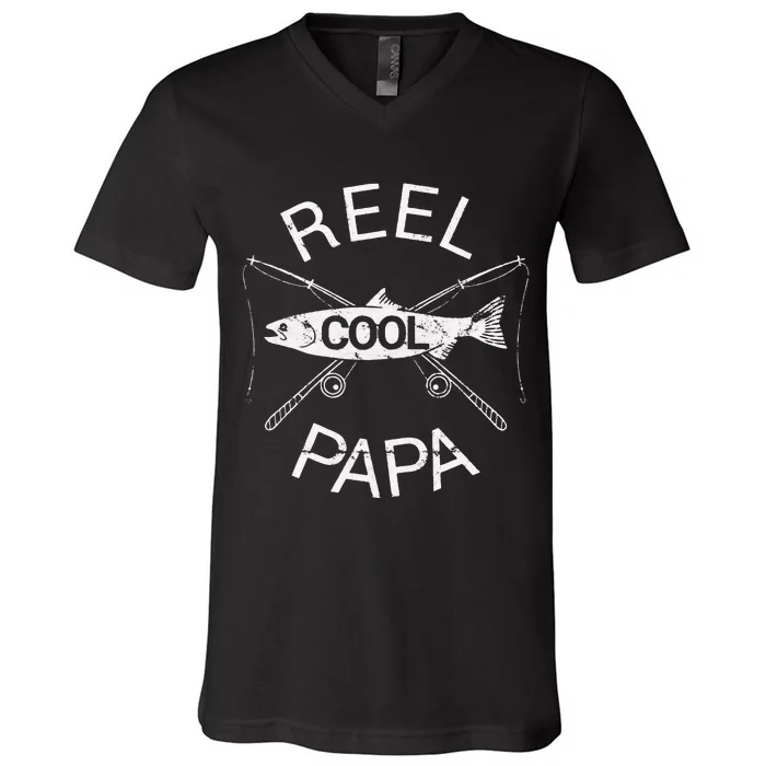 FatherS Day Gifts Funny Fishing Reel Cool Papa Dad Joke V-Neck T-Shirt