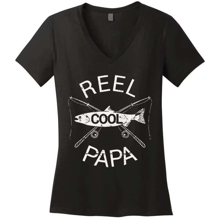 FatherS Day Gifts Funny Fishing Reel Cool Papa Dad Joke Women's V-Neck T-Shirt