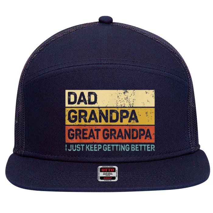 Fathers Day Gift From Grandkids Dad Grandpa Great GrandpaGrandpa 7 Panel Mesh Trucker Snapback Hat