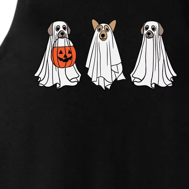 Funny Dog Ghosts Halloween Costume Ladies Tri-Blend Wicking Tank