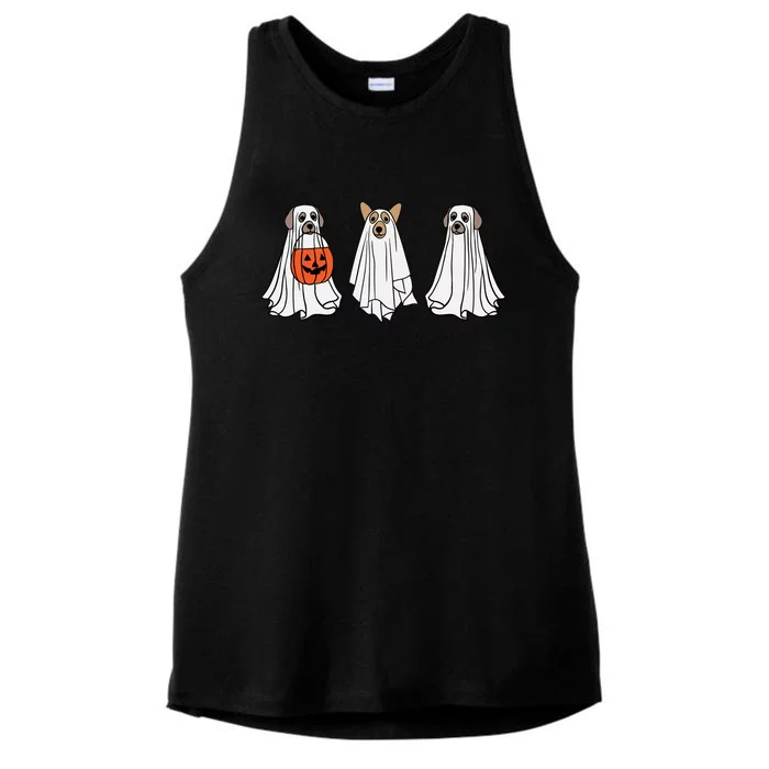 Funny Dog Ghosts Halloween Costume Ladies Tri-Blend Wicking Tank