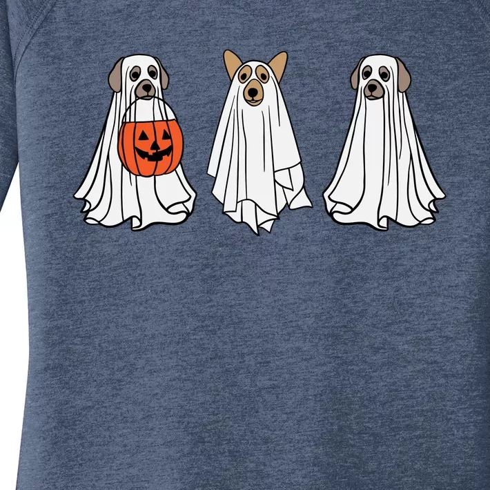 Funny Dog Ghosts Halloween Costume Women's Perfect Tri Tunic Long Sleeve Shirt