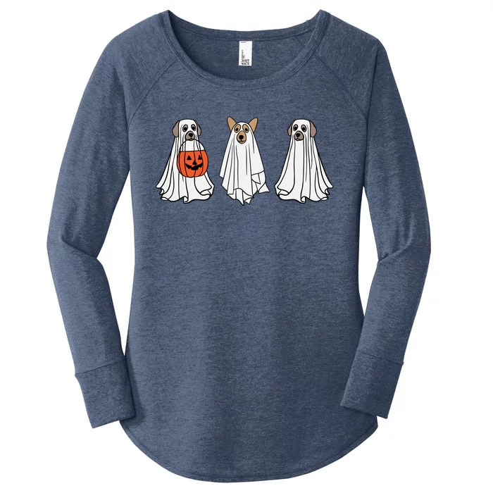 Funny Dog Ghosts Halloween Costume Women's Perfect Tri Tunic Long Sleeve Shirt