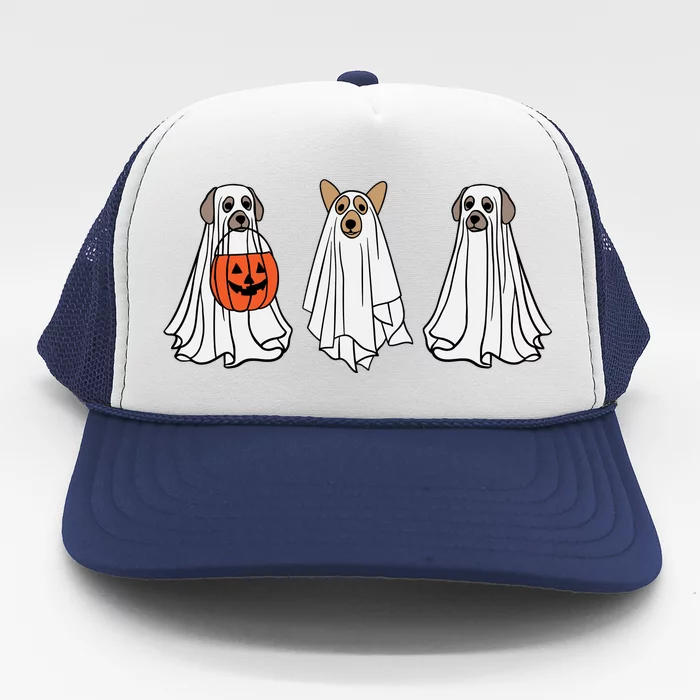 Funny Dog Ghosts Halloween Costume Trucker Hat