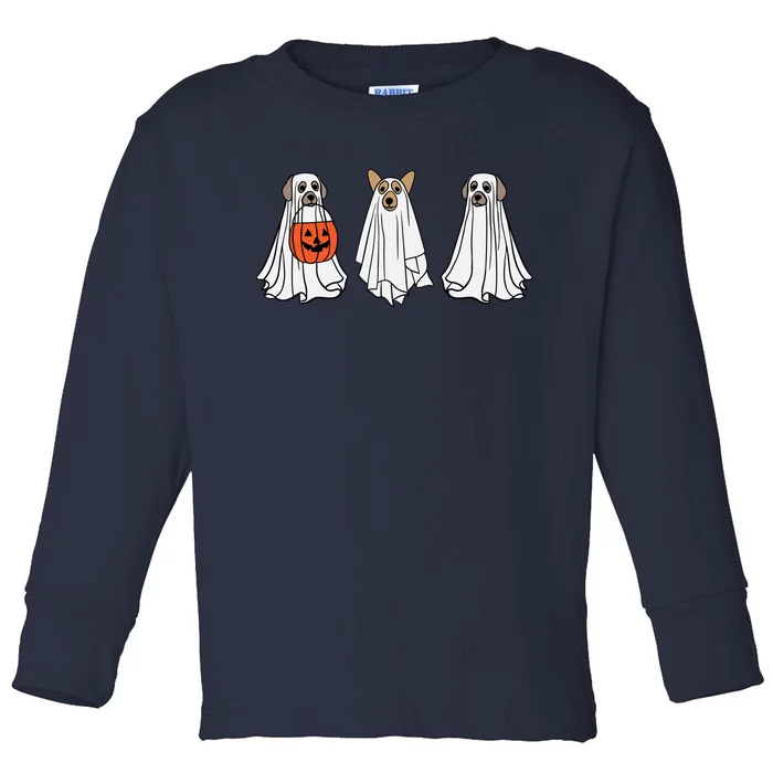 Funny Dog Ghosts Halloween Costume Toddler Long Sleeve Shirt