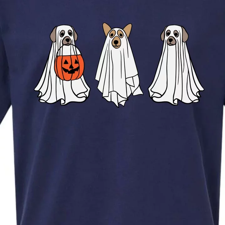 Funny Dog Ghosts Halloween Costume Sueded Cloud Jersey T-Shirt