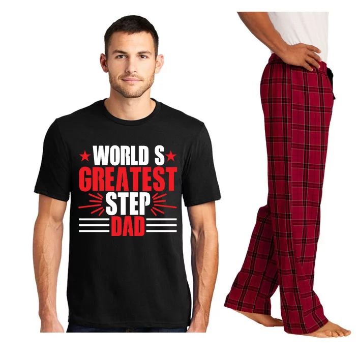 Father's Day Gift, World's Greatest Step Dad Plus Size Shirts For Dad Son Family Pajama Set