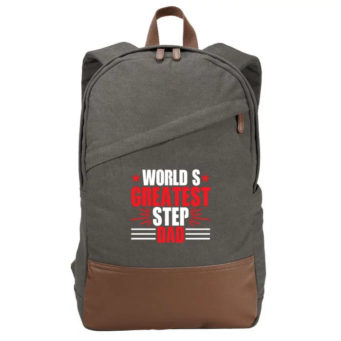 Father's Day Gift, World's Greatest Step Dad Plus Size Shirts For Dad Son Family Cotton Canvas Backpack