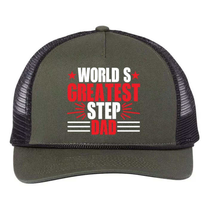 Father's Day Gift, World's Greatest Step Dad Plus Size Shirts For Dad Son Family Retro Rope Trucker Hat Cap