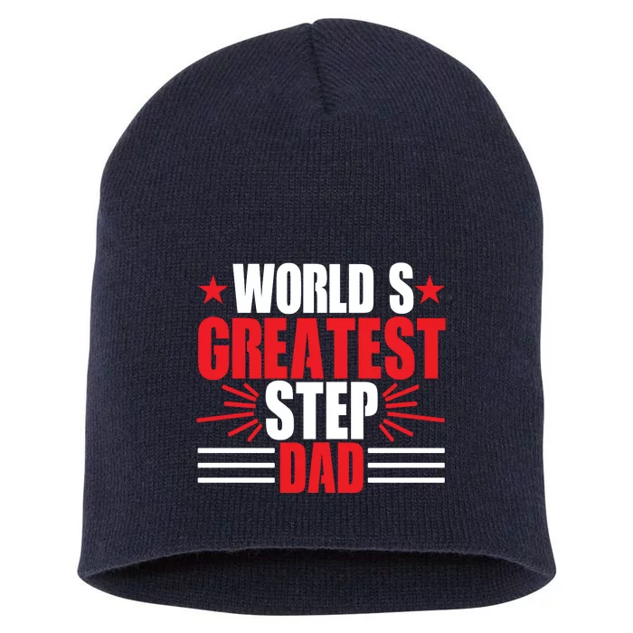 Father's Day Gift, World's Greatest Step Dad Plus Size Shirts For Dad Son Family Short Acrylic Beanie