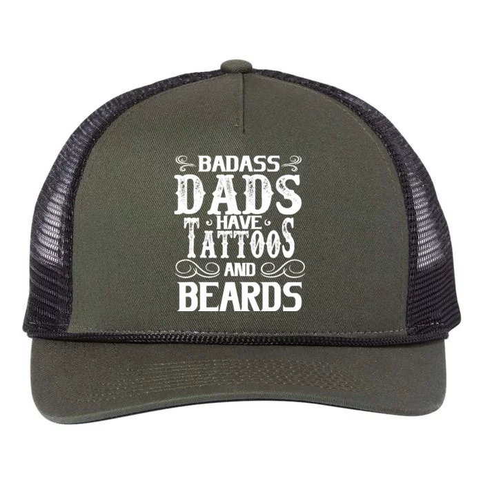 Fathers Day Gift Papa Badass Dads Have Tattoos and Beards Retro Rope Trucker Hat Cap