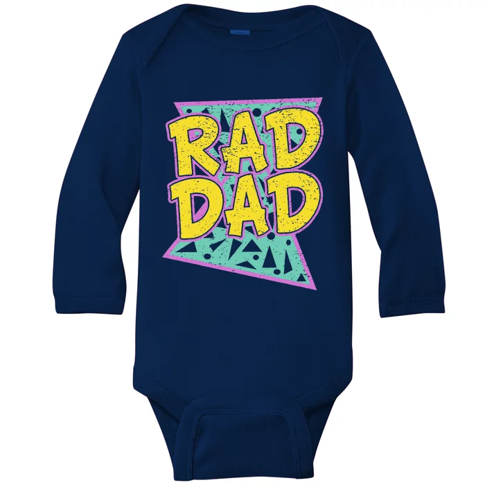 Fathers Day Gift For Daddy Rad Dad Baby Long Sleeve Bodysuit