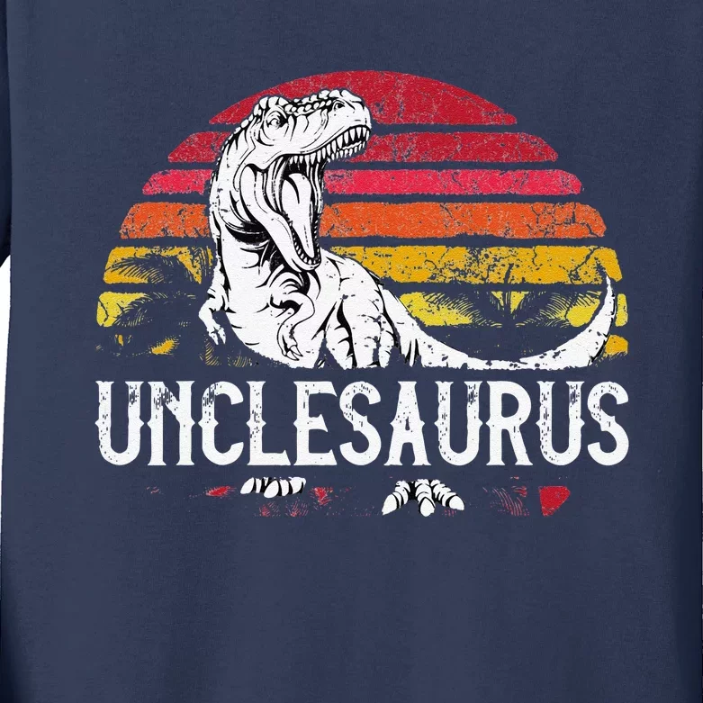 Fathers Day Gift For Unclesaurus Uncle Saurus T Rex Kids Long Sleeve Shirt