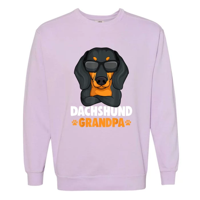 Funny Dachshund Grandpa Cute Weiner Dog Best Gift Garment-Dyed Sweatshirt