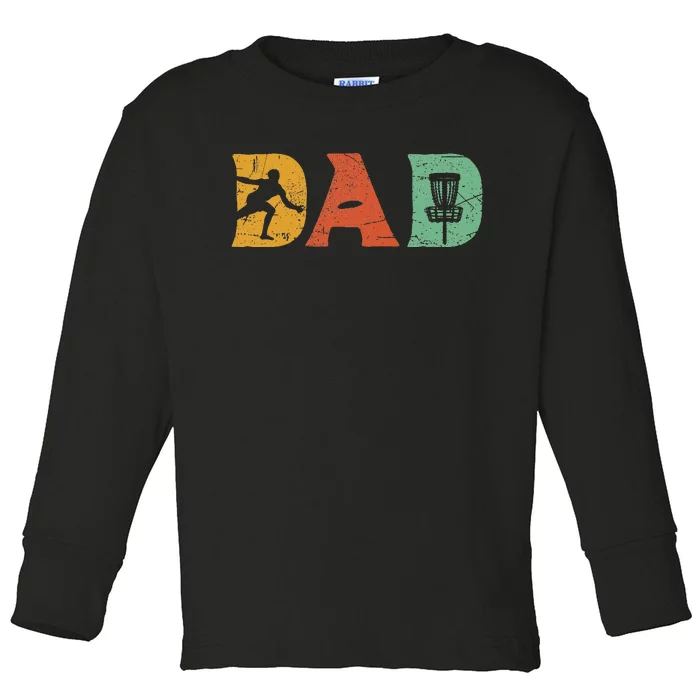 Funny Disc Golf Dad Retro Fathers Day Toddler Long Sleeve Shirt