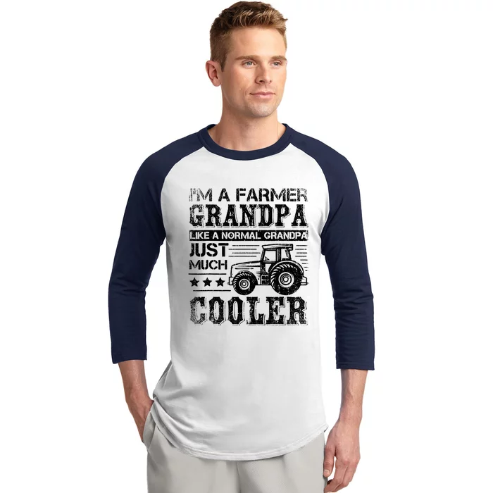 Fathers Day Gift Idea Grandpa Tractor Farmer Baseball Sleeve Shirt