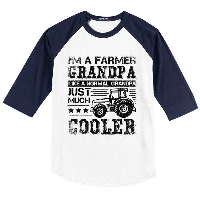 Fathers Day Gift Idea Grandpa Tractor Farmer Baseball Sleeve Shirt