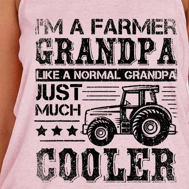 Fathers Day Gift Idea Grandpa Tractor Farmer Women's Knotted Racerback Tank