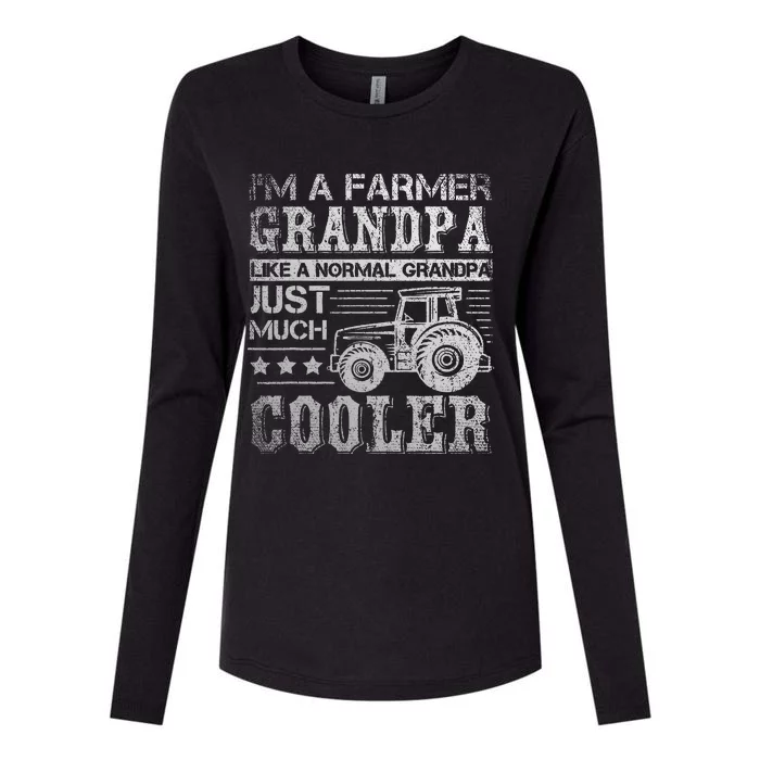 Fathers Day Gift Idea Grandpa Tractor Farmer Womens Cotton Relaxed Long Sleeve T-Shirt