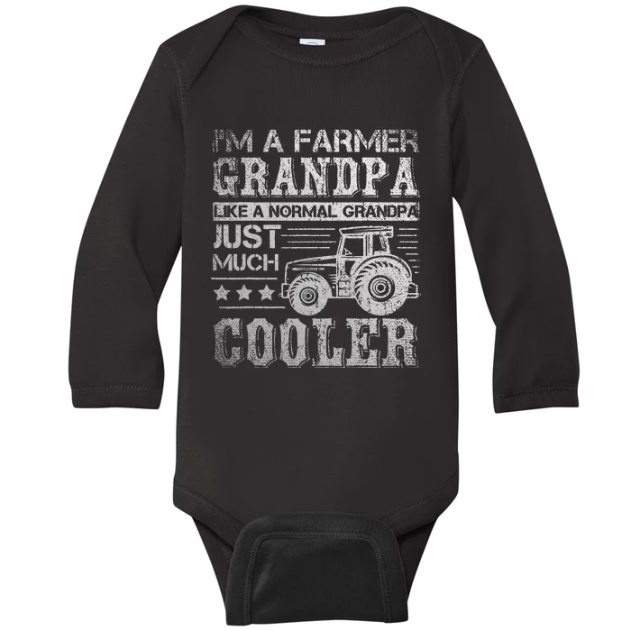 Fathers Day Gift Idea Grandpa Tractor Farmer Baby Long Sleeve Bodysuit