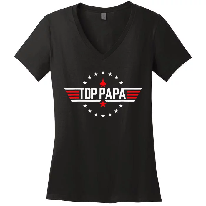 Fathers Day Gift Papa Gift From Grandkids Son Daughter Women's V-Neck T-Shirt