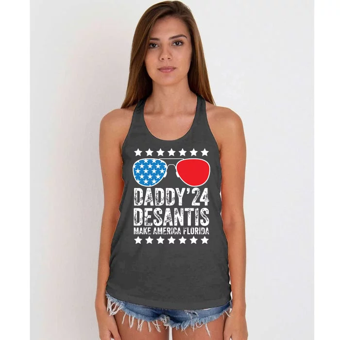 Fathers Day Gift Daddy 2024 Desantis Make America Florida Women's Knotted Racerback Tank